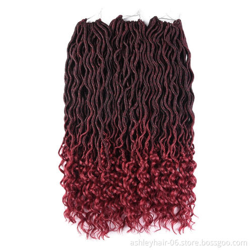 18 Inch 24 Strands Synthetic Hair Curly End Goddess Soft Crochet Braids Faux Locs braid hair